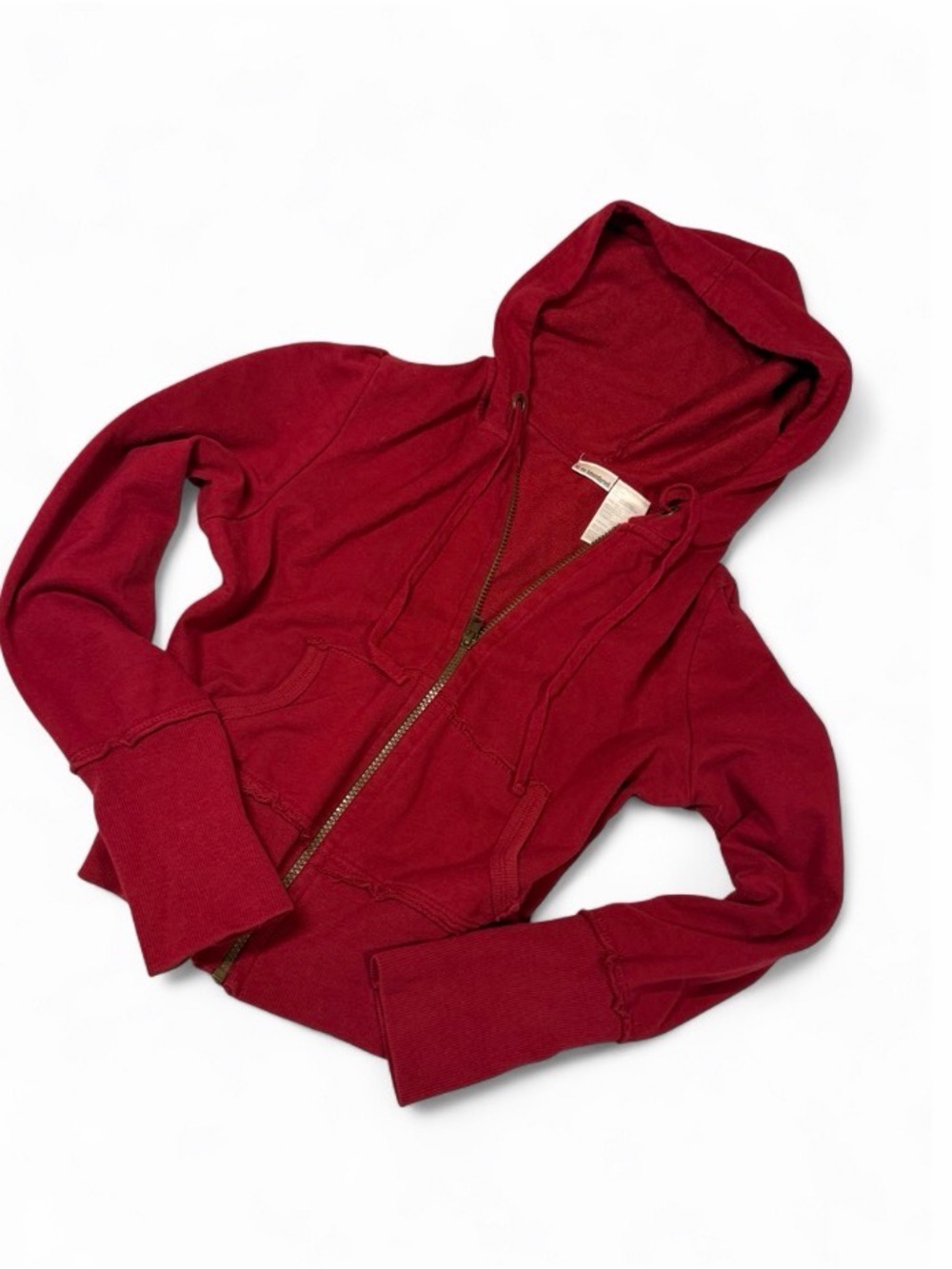 No Boundaries Deep Red Zip Hoodie Bomber Jacket